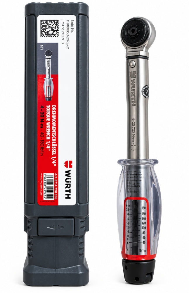 WÜRTH Drehmomentschlüssel mit Umschaltknarre (1/4", 4–20 Nm) 0714720020
