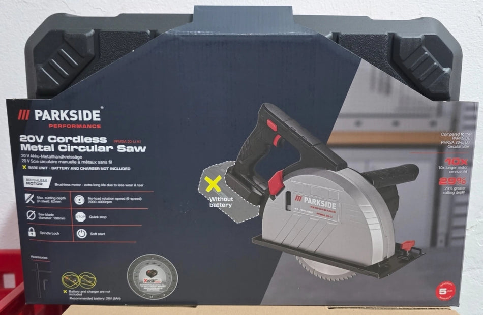 PARKSIDE 20V Akku-Metallhandkreissäge 'PPMSA 20-Li A1' Solo (ohne Akku) NEU
