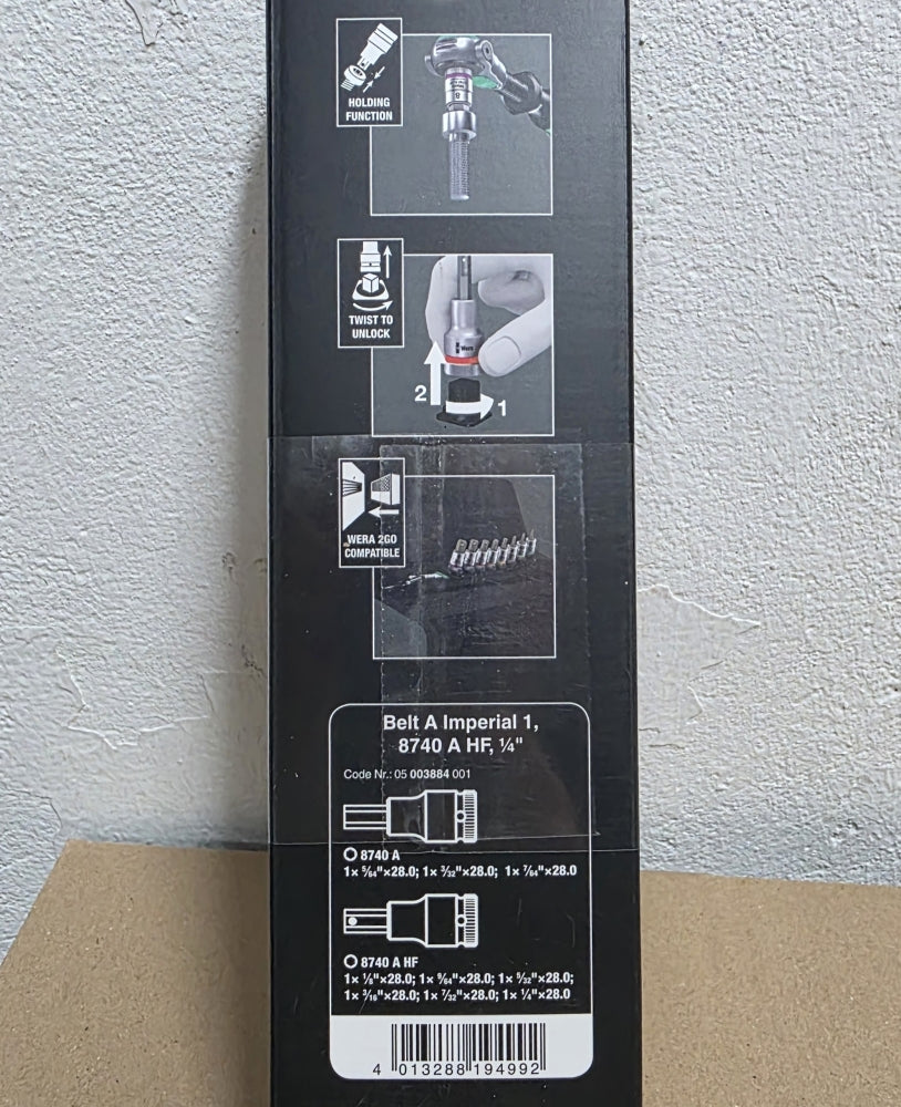WERA HEX Steckschlüssel Satz zöllisch + Haltefunktion (1/4", 5/64-1/4", 9-teilig) Belt A Imperial 1