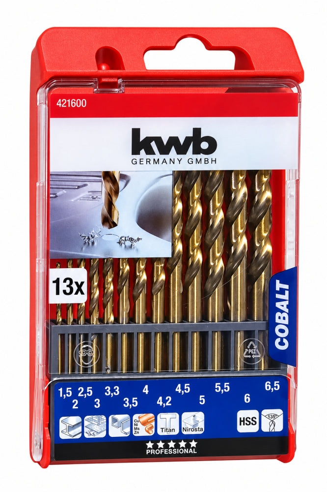 KWB HSS-Co Metallbohrer-Satz (13-teilig, 1,5-6,5mm)
