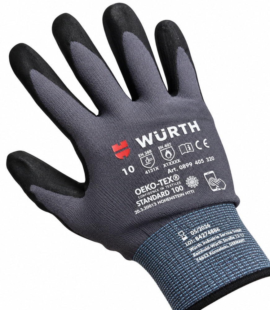 WÜRTH Arbeitshandschuhe 'Multifit-Nitril' Touchscreenfähig [zum auswählen]