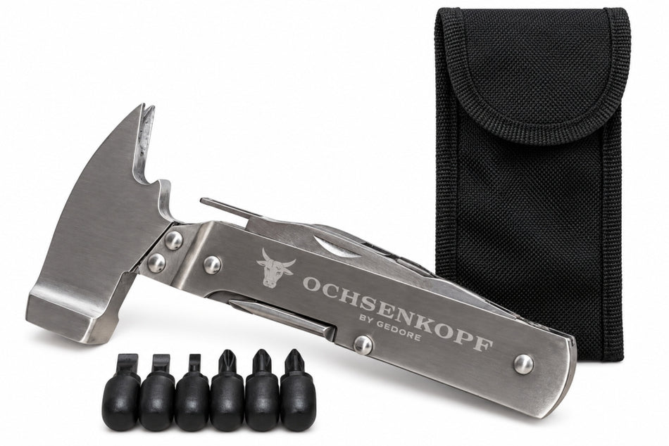 OCHSENKOPF by GEDORE Multitool (Hammer Zange Messer) Edelstahl mit Gürteltasche 1988271