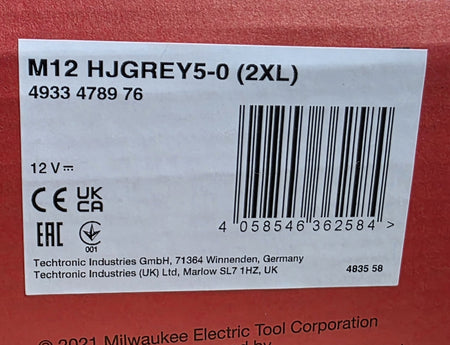 MILWAUKEE 12V Akku-Heiz-Jacke grau (Gr. XXL) 'HJGREY5'