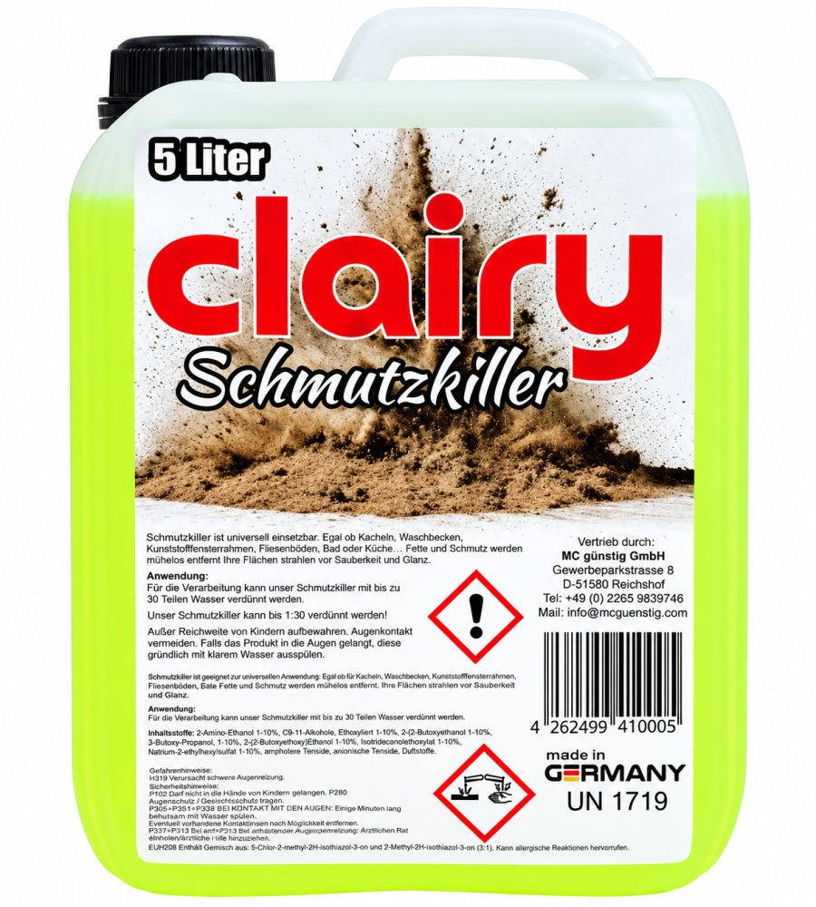CLAIRY Schmutzkiller Konzentrat (1:30 verdünnbar, 5L Kanister)