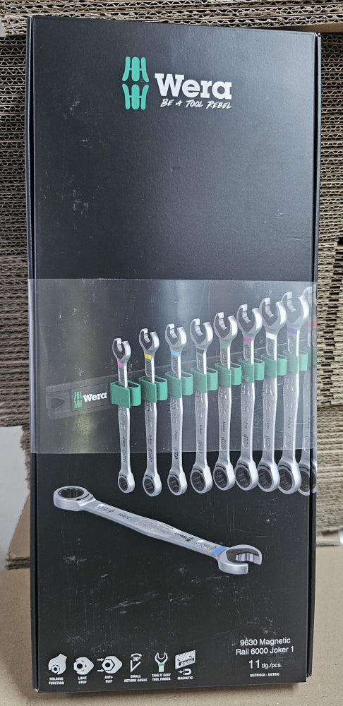 WERA Maul-Ringratschenschlüssel Satz mit Magnetleiste (11-teilig) 9630