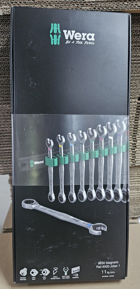WERA Maul-Ringratschenschlüssel Satz mit Magnetleiste (11-teilig) 9630