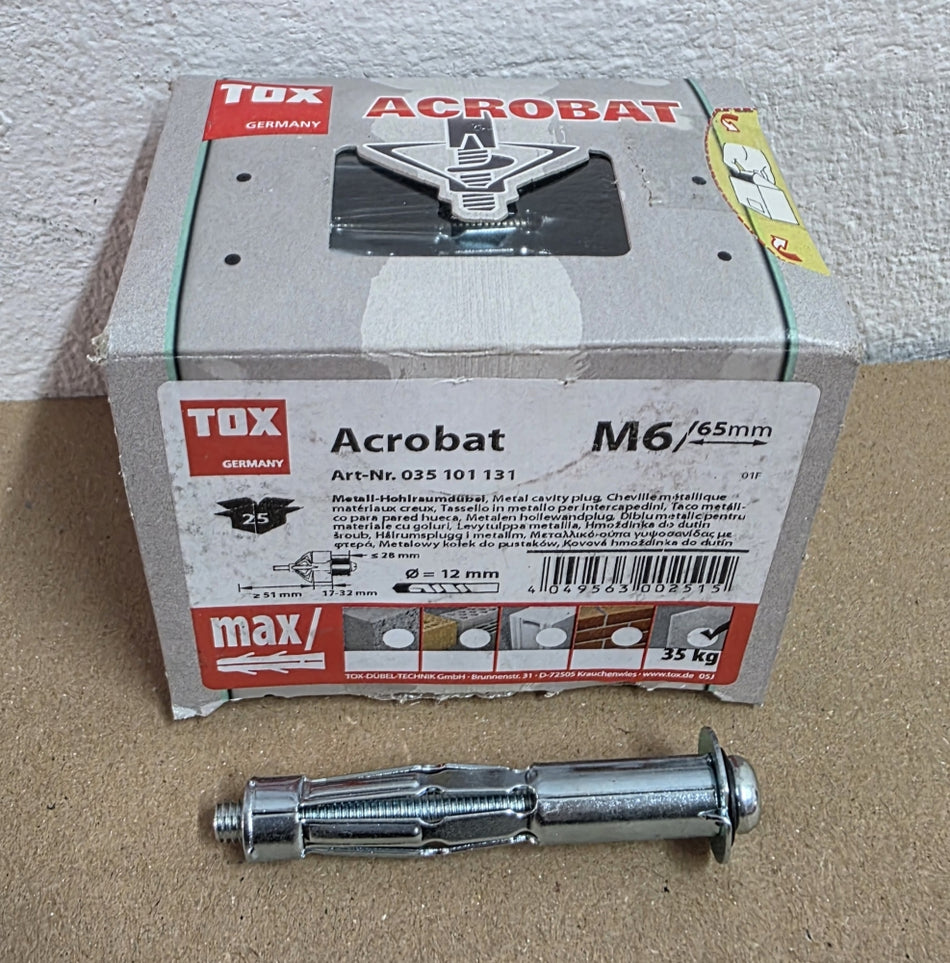 TOX Metall-Hohlraumdübel Acrobat M6 x 65 mm verzinkt (25 Stück)