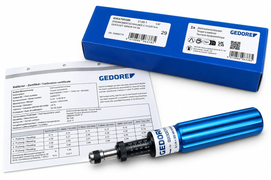 GEDORE Drehmomentschrauber (1/4", 0,14–0,85 Nm) 'QUICKSET MINOR FH IM'