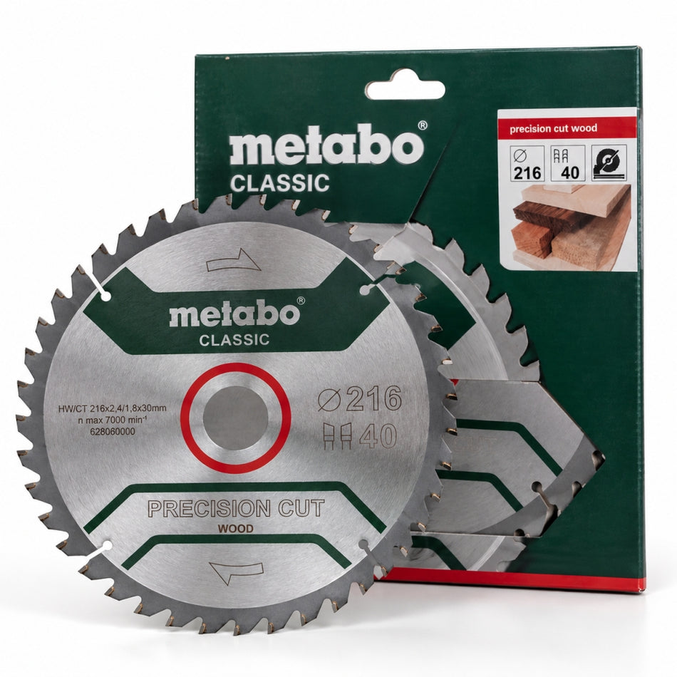 METABO HM-Kreissägeblatt 216 x 30 mm (40 Zähne, Schnittbreite 2,6 mm, HW/CT)