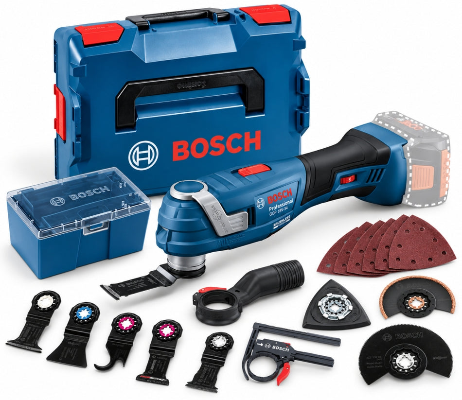 BOSCH PROFESSIONAL Akku-Multi-Cutter 'GOP 18V-34' (18V, Solo, ohne Akku, L-BOXX, Zubehör)