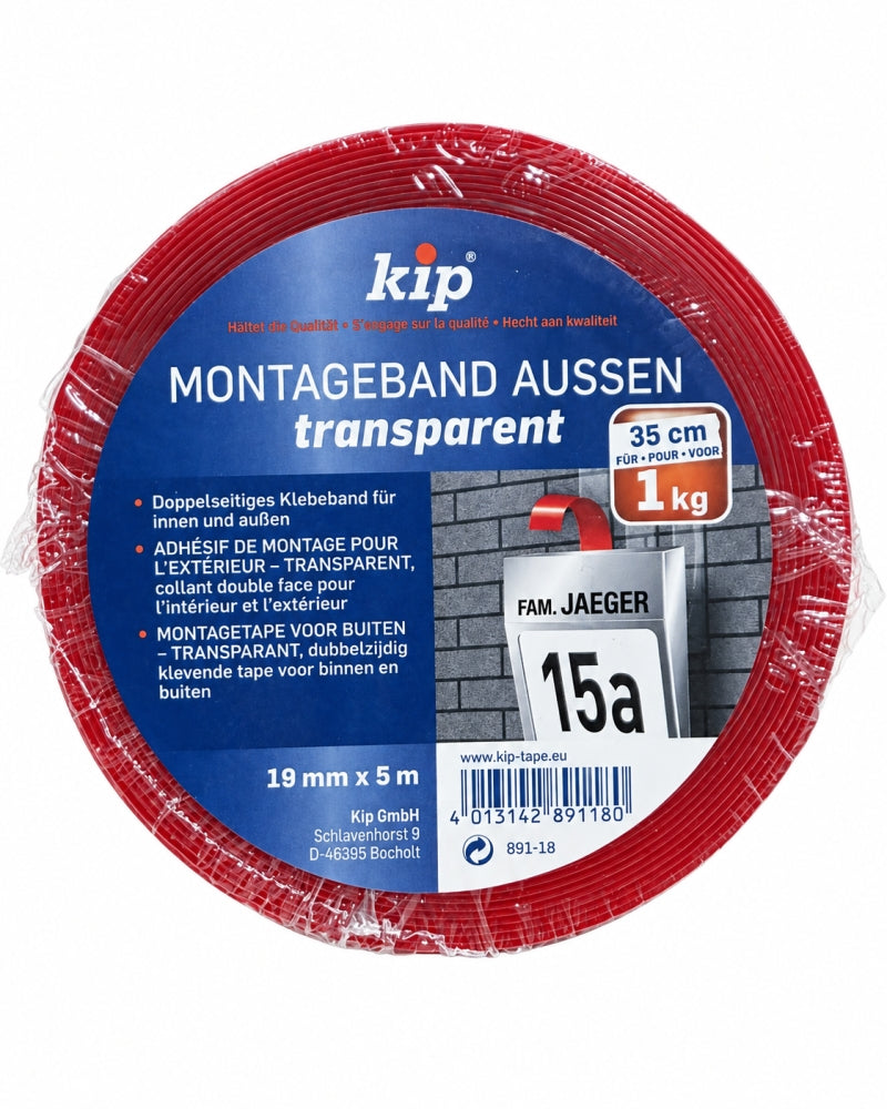 KIP Montageband Aussen Transparent Doppelseitig (19mm x 5m)