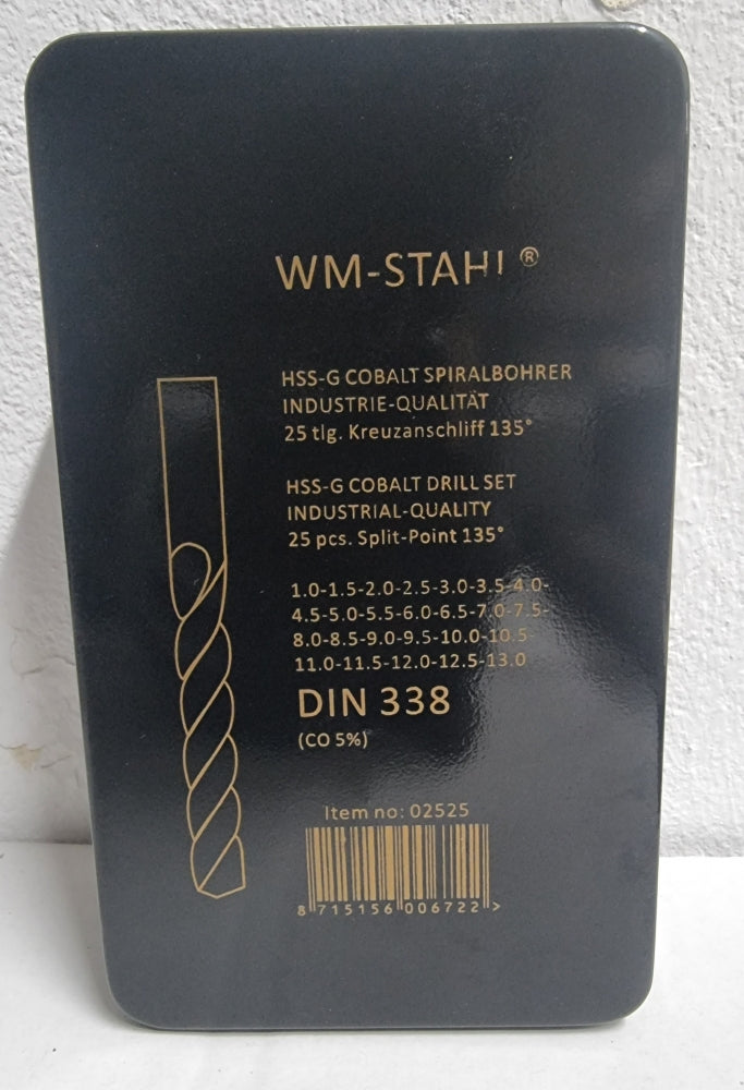 Metallbohrer Satz HSS-Cobalt (25-tlg, 1-13mm) DIN 338