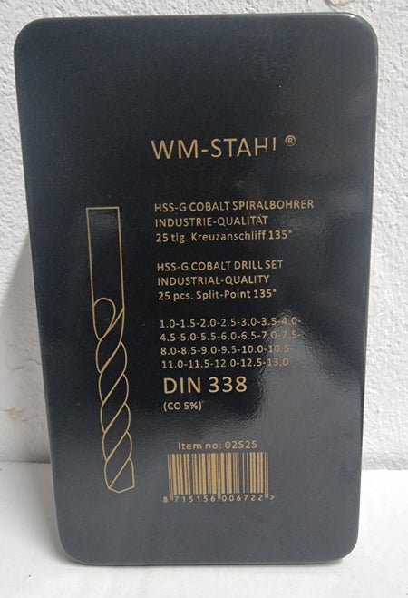 Metallbohrer Satz HSS-Cobalt (25-tlg, 1-13mm) DIN 338