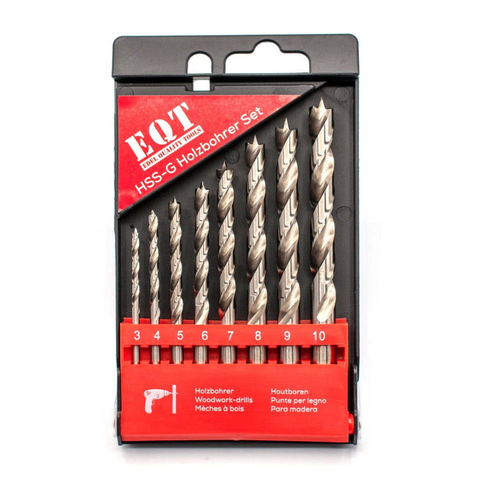 EQT Spiral-Holzbohrer Satz HSS-G (Ø 3-10mm, 8-teilig)