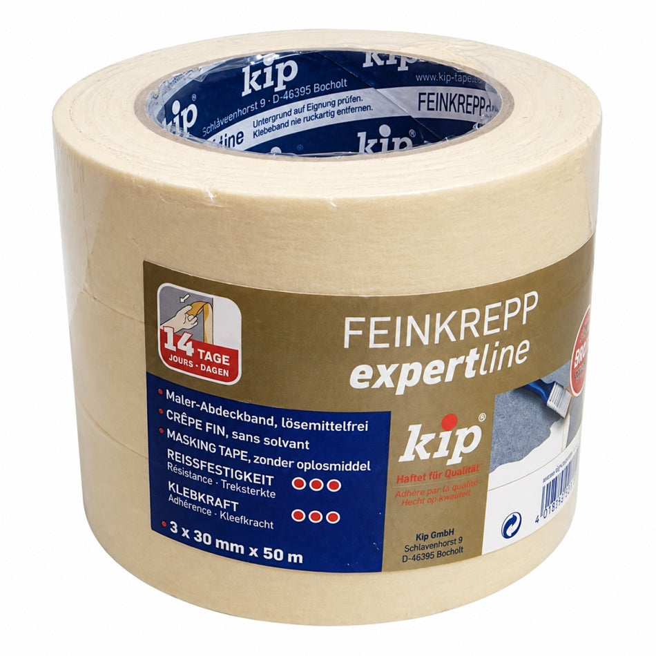 3x KIP Feinkrepp Abklebeband 'expertline' (30mm x 50m)
