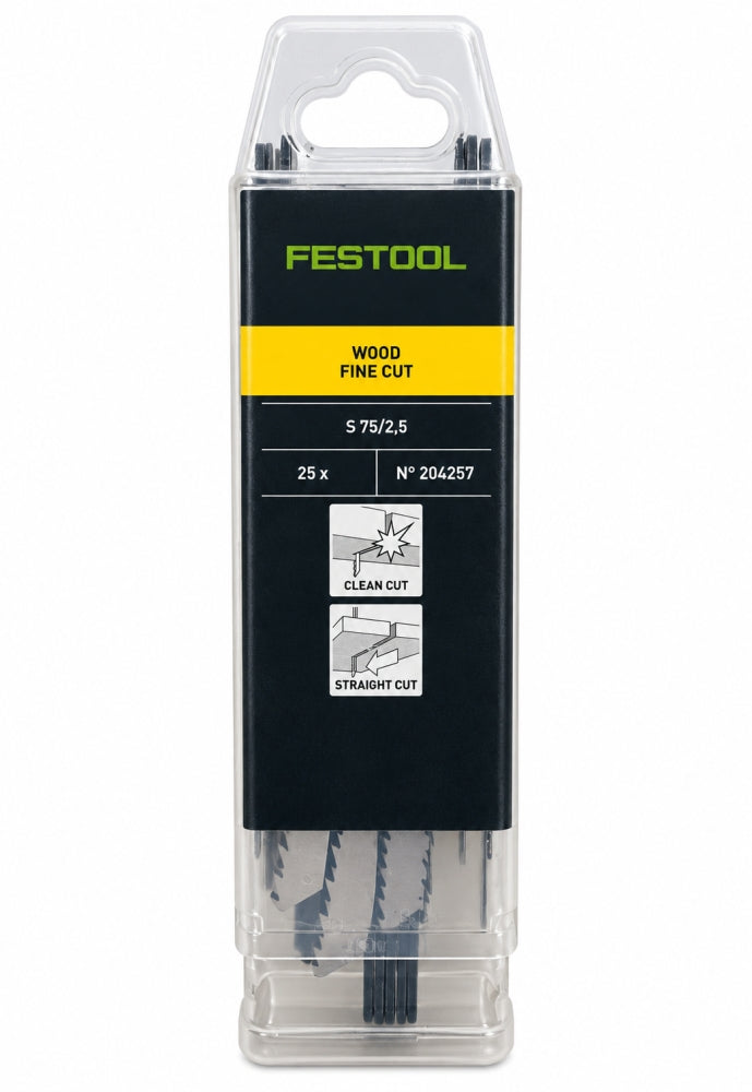 25x FESTOOL Stichsägeblätter 'WOOD FINE CUT S 75/2,5' für Holz (75 mm) 204257