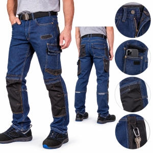 REIS-Arbeitshose-Stretch-Jeans-Denim-BLAU-mit-Cordura-Verstrkungen-Gr-whlbar