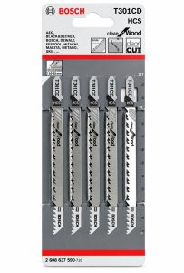 5x-BOSCH-Stichsgebltter-T301CD-Clean-for-Wood-HCS-fr-Holz-117-mm-2608637590