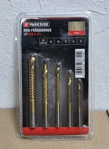 PARKSIDE-Frsbohrer-HSS-TIN-5-teilig-fr-Holz-3-8-mm
