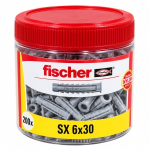 200x-FISCHER-Dbel-SX-6-x-30-Nylon-fr--45-mm-Schrauben-01001886
