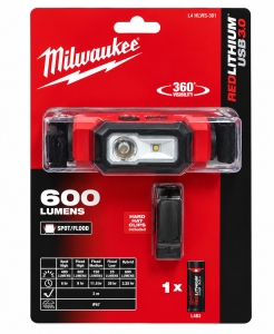 MILWAUKEE-USB-Akku-Stirnlampe-L4-HLVIS-301-600-lm-Spot-Flutlicht-360-Sichtbarkeit-4933479768