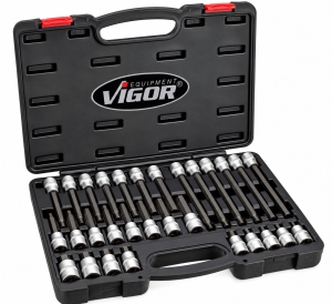 VIGOR-Innensechskant-Schraubendreher-Einsatz-Satz-V1919-30-teilig-12-SW-519-mm