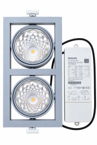 PHILIPS-LED-Einbaustrahler-GreenSpace-Accent-Gridlight-GD302B-4000K-mit-2-Spots-und-Xitanium-Treib