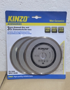 3x-KINZO-Diamanttrennscheibe-Nass-Keramikfliesen--125-x-2223-x-20mm