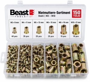 BEAST-Nietmuttern-Sortiment-150-teilig-M3M10-Stahl-833060