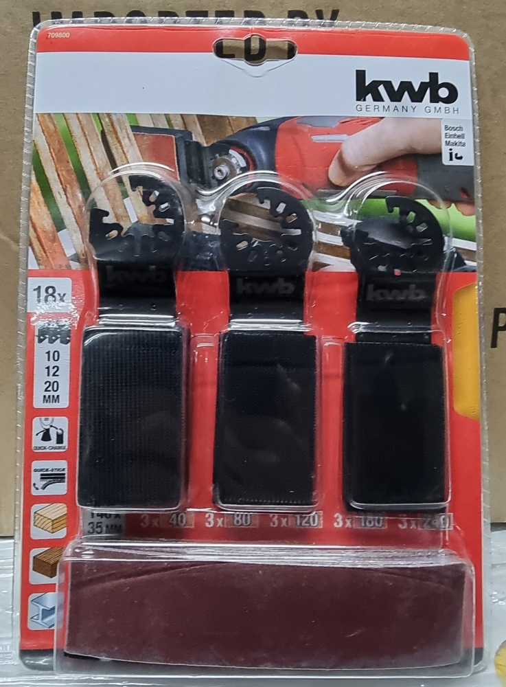 Bild 1 von KWB - Lamellenschleifer Aufsätze für Multitool mit Schleifpapier Set P40+80+120+180+240