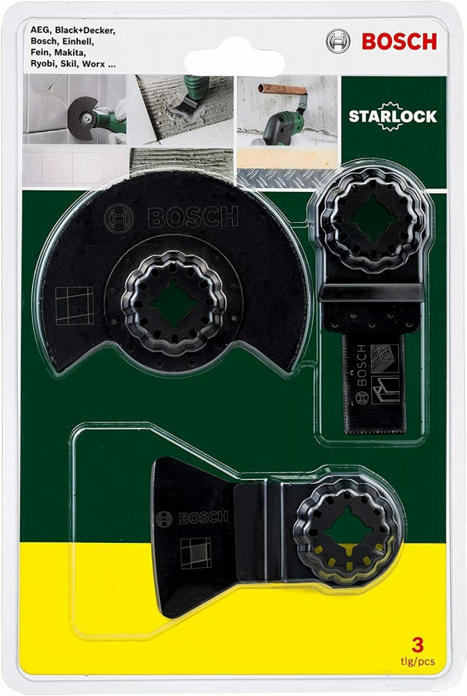 Bild 1 von BOSCH Starlock Multifunktionswerkzeug Zubehör für Multitool  / (Artikel) 3-tlg Fliesen Set