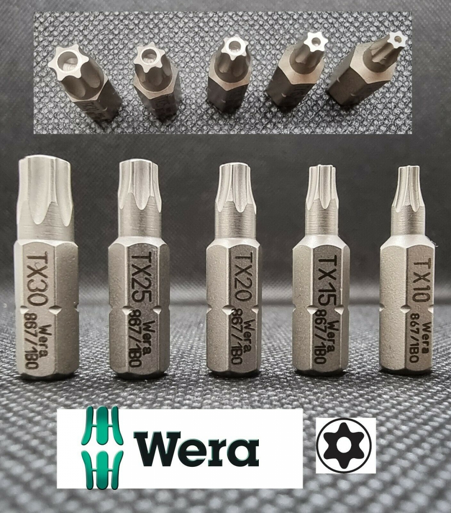 Bild 1 von WERA Torx mit Loch-Satz 10 15 20 25 30 - 1/4 Zoll x 25mm