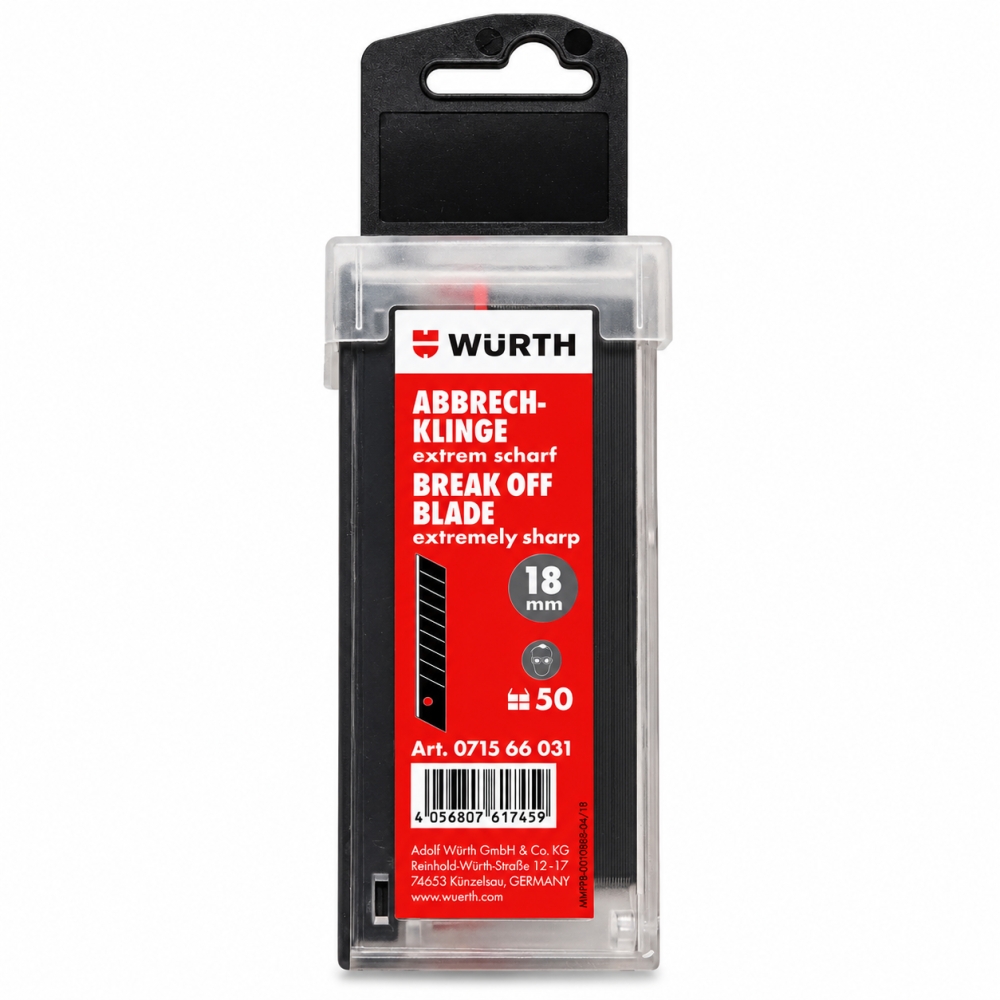 Bild 1 von 50x WÜRTH Abbrechklingen schwarz extrem scharf (18 × 0,5 mm) 071566031