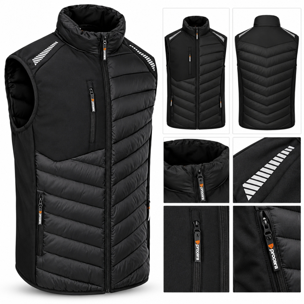 Bild 1 von PROCERA Arbeitsweste 'VESTO' gefüttert mit Softshell-Einsätzen (Schwarz/Grau) [Gr. wählbar]