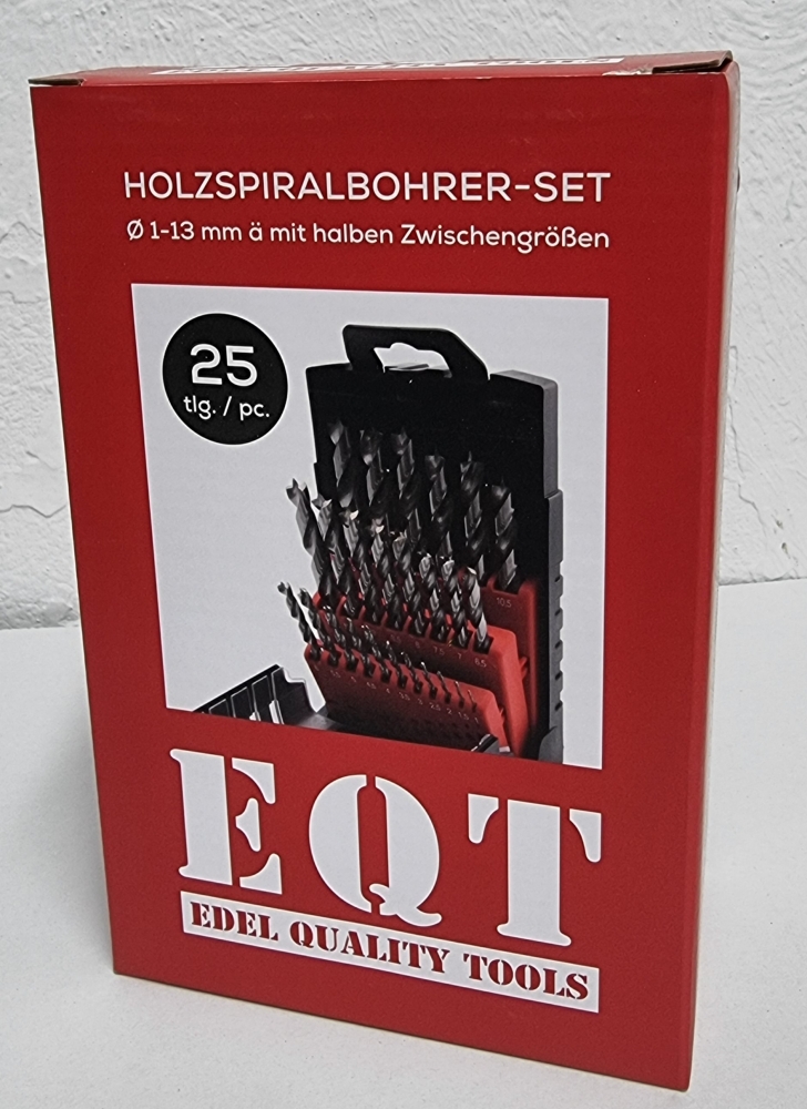 Bild 1 von EQT Spiral-Holzbohrer Satz HSS-G (Ø 1-13mm in 0,5mm Schritten, 25-teilig)