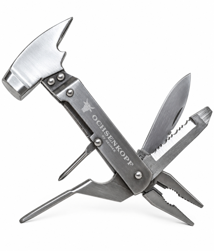 Bild 1 von OCHSENKOPF by GEDORE Multitool (Hammer Zange Messer) Edelstahl mit Gürteltasche 1988271