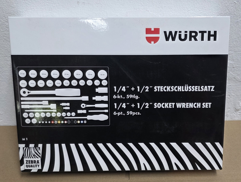 Bild 1 von WÜRTH ZEBRA Ratschen-Steckschlüssel-Satz im Koffer (1/4 + 1/2 Zoll, 60-teilig)