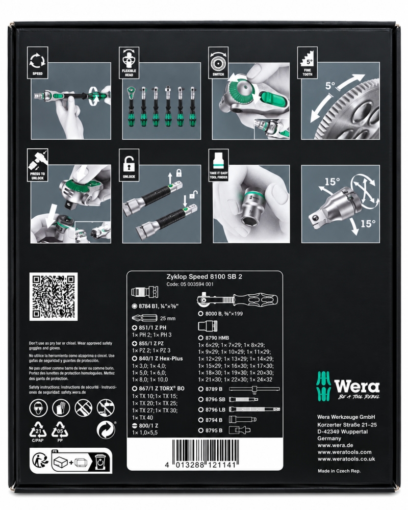 Bild 1 von WERA Steckschlüsselsatz 'Zyklop Speed 8100 SB 2' (43-teilig, 3/8
