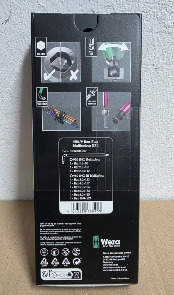 Bild 1 von WERA Winkel-Sechskantschlüssel '950 SPKL Multicolour' (Ø 1,5-10mm) mit Kugelkopf und Haltefunktion