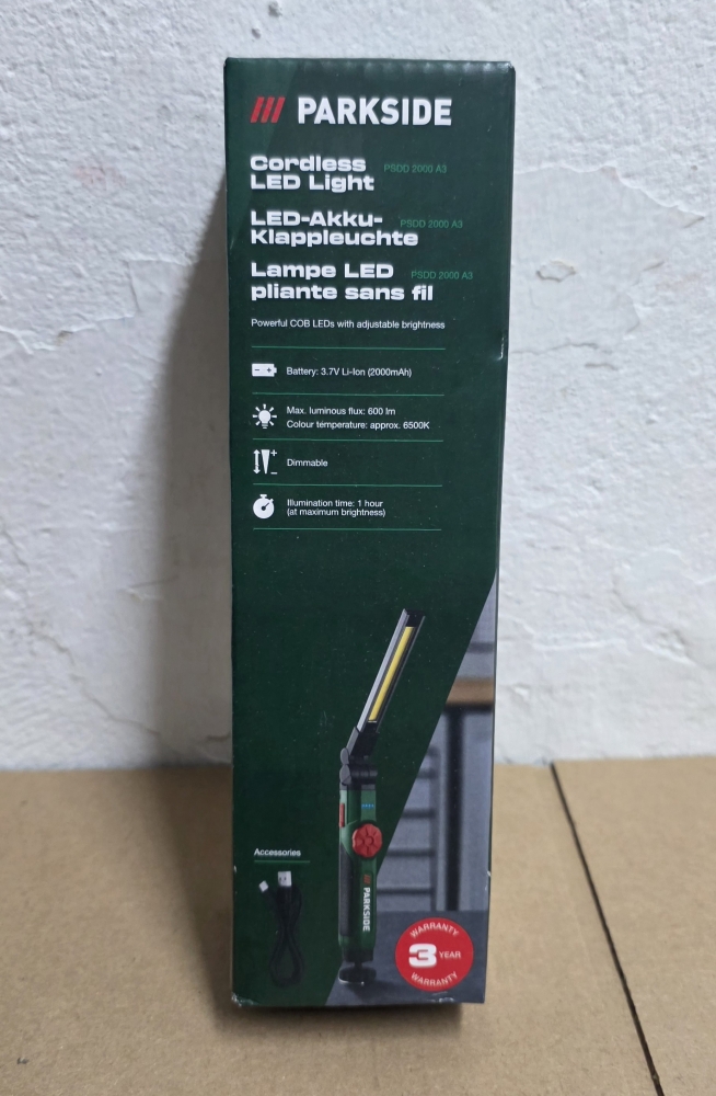 Bild 1 von PARKSIDE LED-Akku-Klappleuchte 'PSDD 2000 A3' (600 lm, 6500 K, dimmbar)