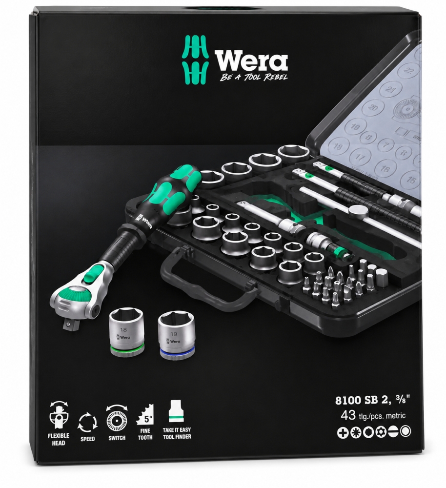Bild 1 von WERA Steckschlüsselsatz 'Zyklop Speed 8100 SB 2' (43-teilig, 3/8