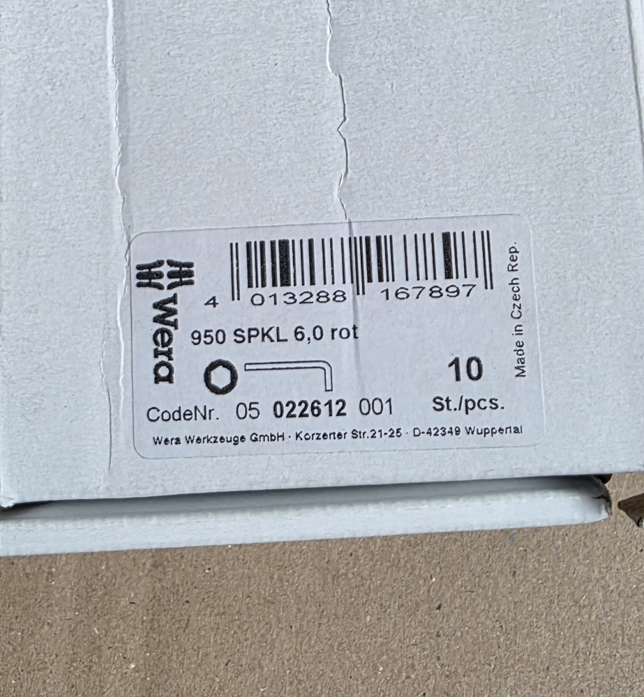 Bild 1 von WERA Winkel-Sechskantschlüssel SW 6mm '950 SPKL 6,0 rot'