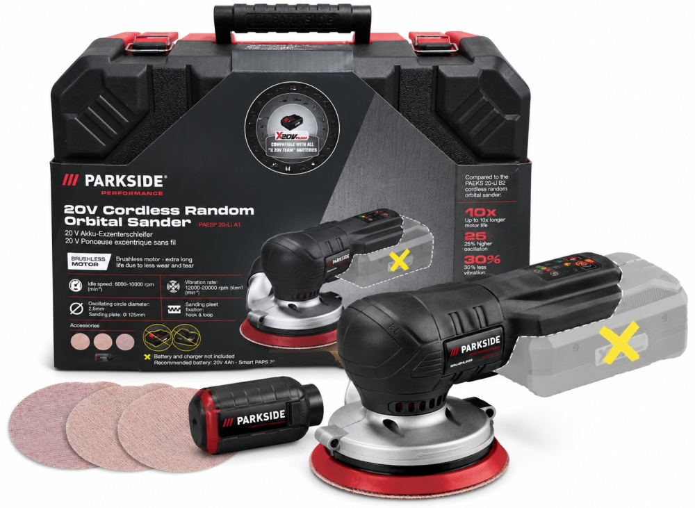 Bild 1 von PARKSIDE PERFORMANCE 20V Akku-Exzenterschleifer 'PAESP 20-Li A1' (125 mm, Brushless, ohne Akku)