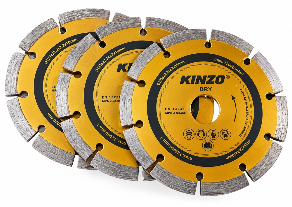 Bild 1 von 3x KINZO Diamant-Trennscheiben (Ø 125 x 22,23 mm, für Stein & Beton)