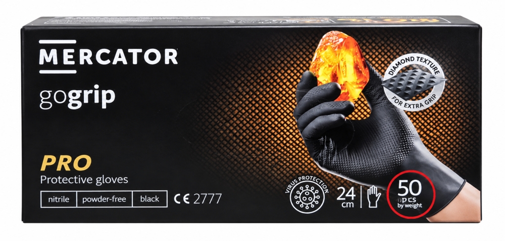 Bild 1 von MERCATOR Nitrilhandschuhe schwarz 'GoGrip Pro'  / (Art) 50 Paar - XL