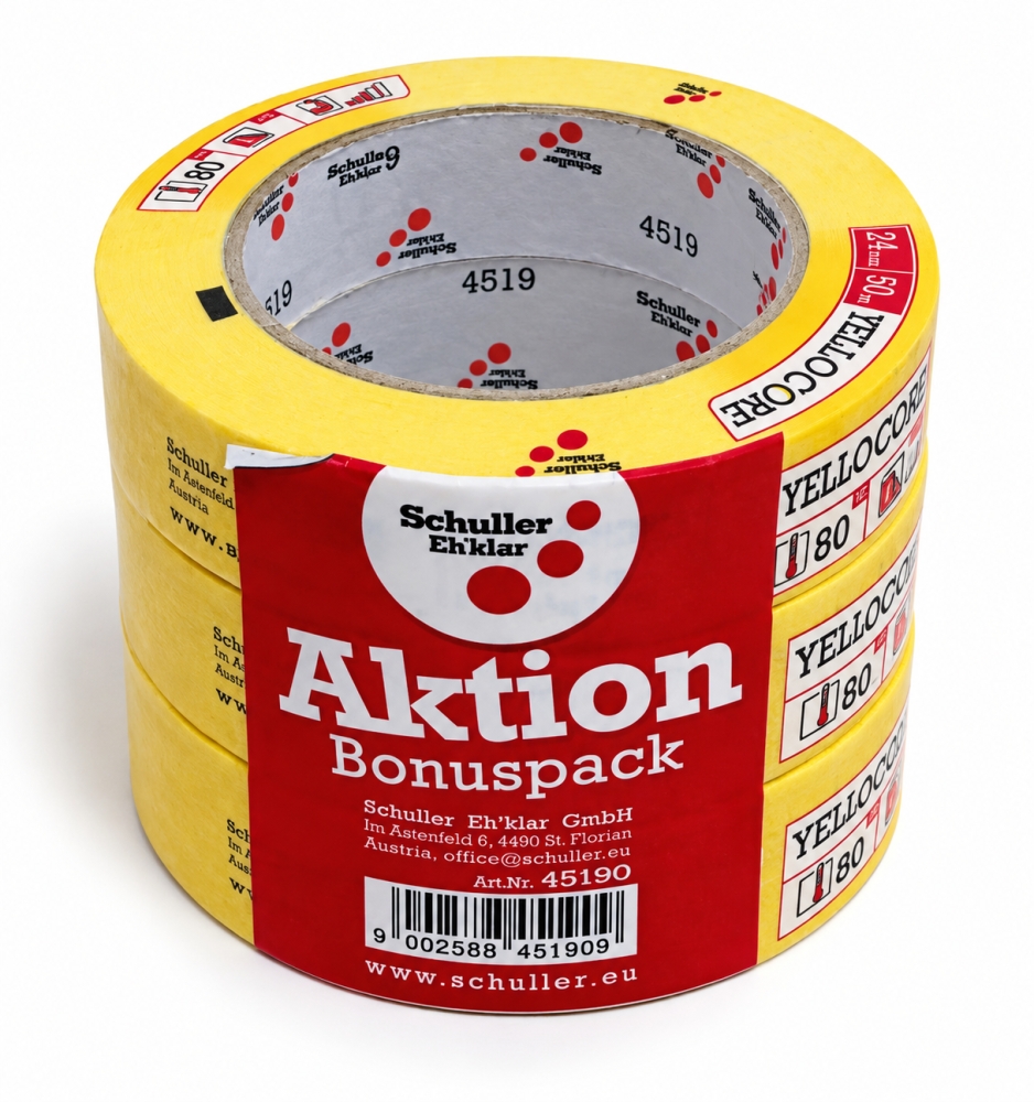 Bild 1 von SCHULLER Feinkrepp Abklebeband Set YELLOCORE [24/30/36 mm] – 3 Rollen je 50 m