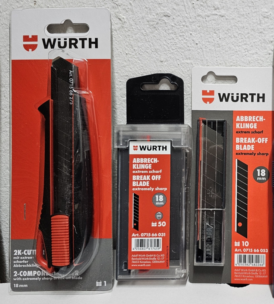 Bild 1 von WÜRTH Cuttermesser / Klingen (18mm)  / (Art) 2K Cuttermesser (inklusive 3 Klingen)