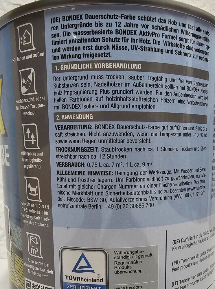 Bild 1 von BONDEX Dauerschutz-Farbe 0,75L (Farbe wählbar)  / (Art) Finnisch Blau