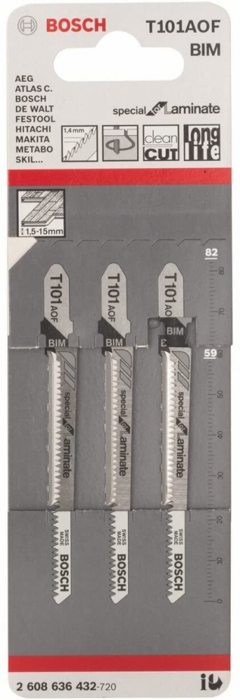 Bild 1 von BOSCH 3 x Stichsägeblätter (T101AOF) Kurvenschnitt für Laminat