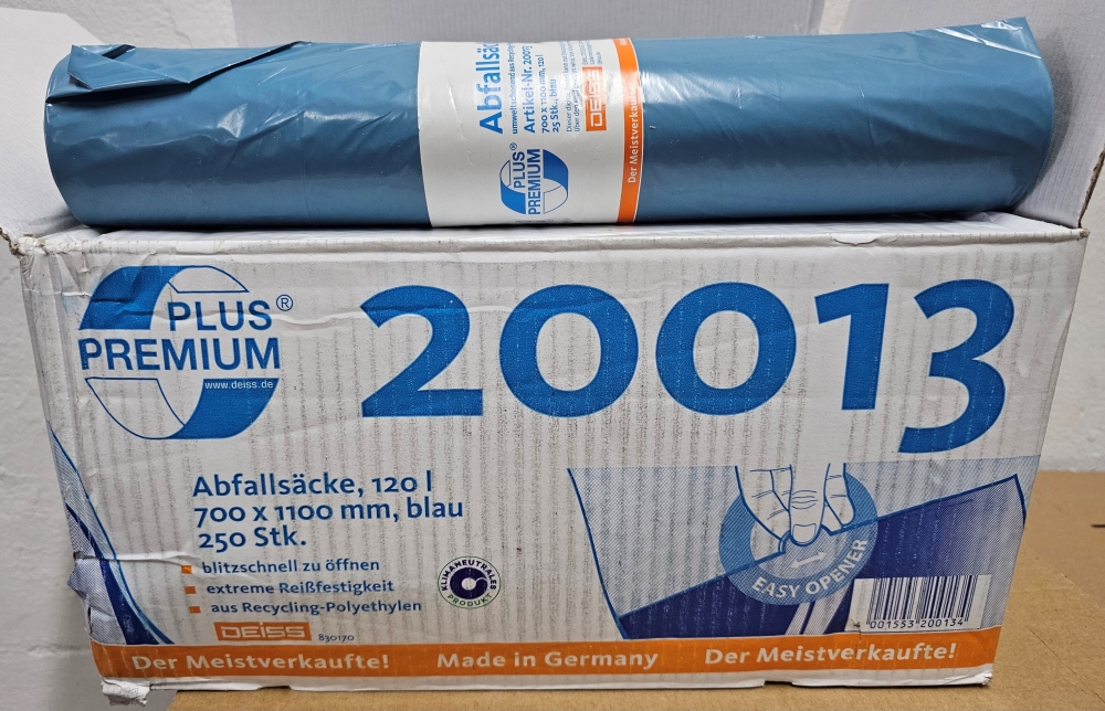 Bild 1 von DEISS Müllsäcke blau (120 Liter, 700x1100mm, 40my - sehr stark)